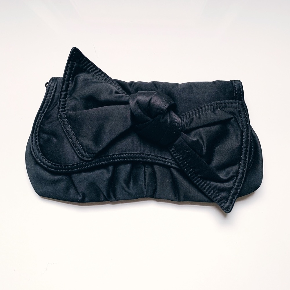Express Black Bow Tie Clutch Handbag